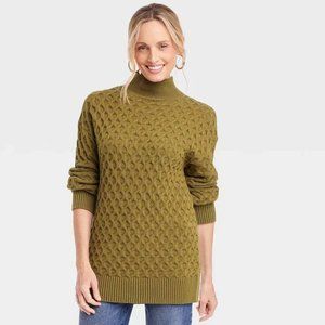 Knox Rose™ Women's Mock Turtleneck Sweater Olive Size Medium